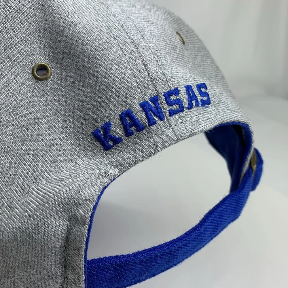 KU Kansas Jayhawks Hat Blue Gray Adidas Adjustable Strapback OSFA Baseball Cap
